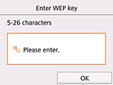 WEP key entry screen